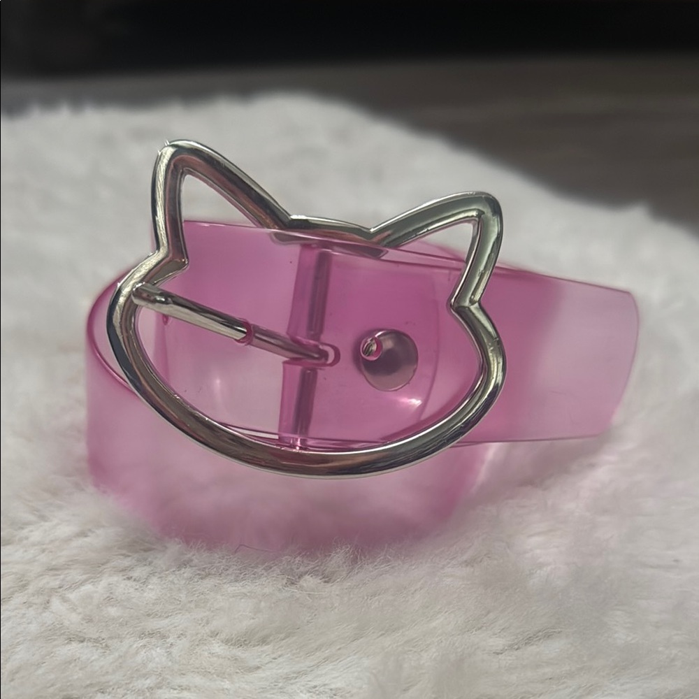 HOT TOPIC Pink Cat-Shaped Buckle Belt ~ NWOT